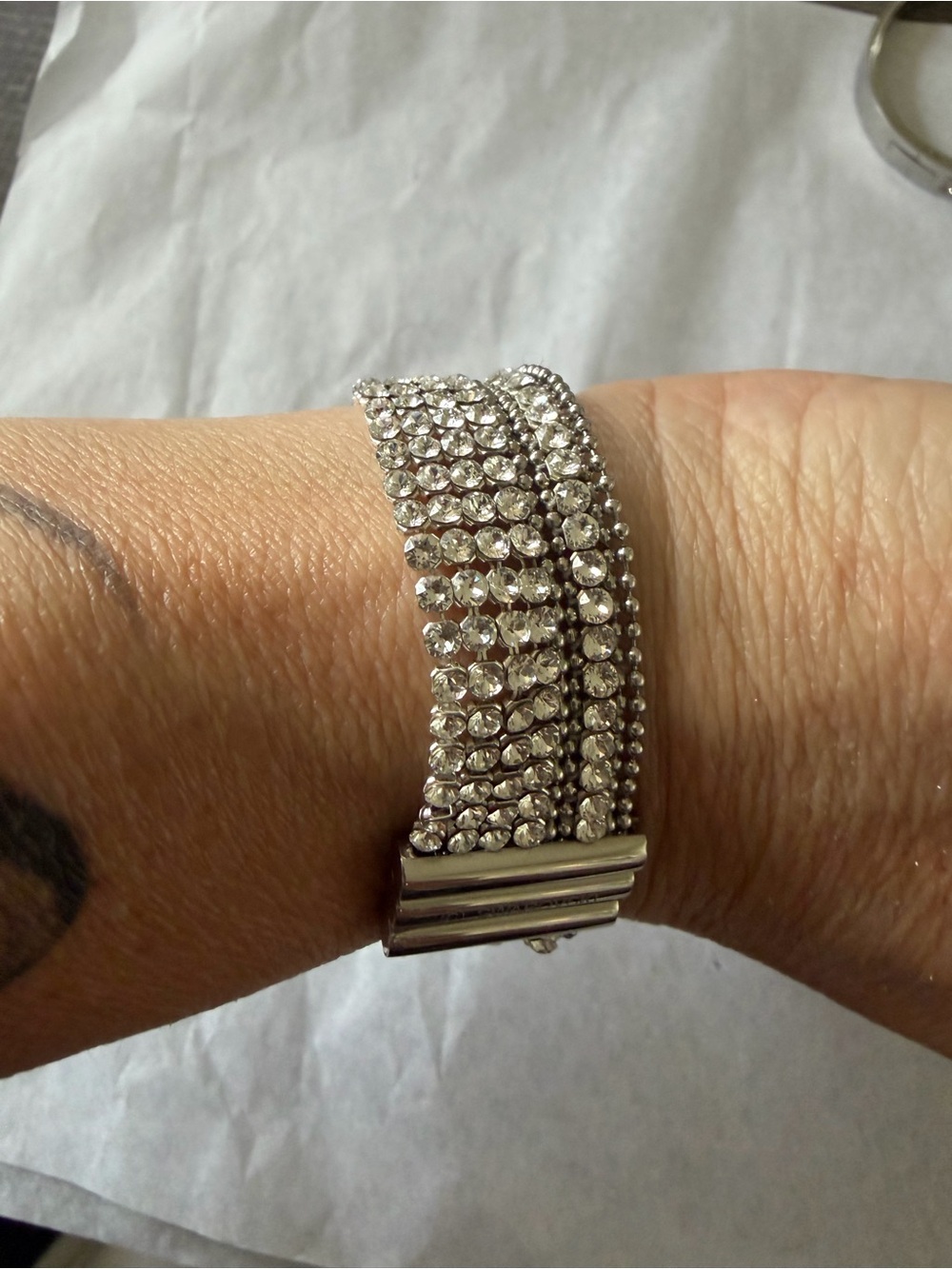 Swarovski Multi-Strand Crystal Mesh Bracelet with Magnetic Bar Clasp - Picture 6 of 7